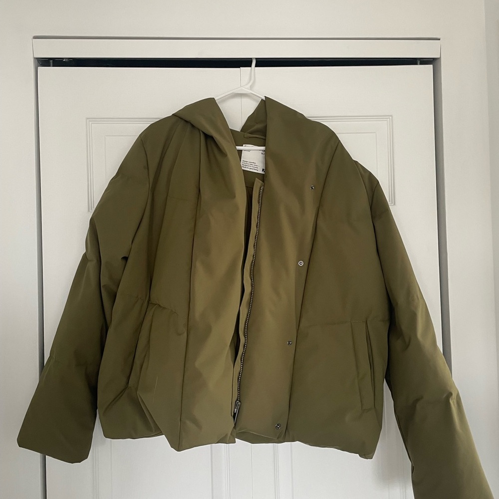 Frank & Oak Olive Green Puffer Jacket with Primaloft Insulation